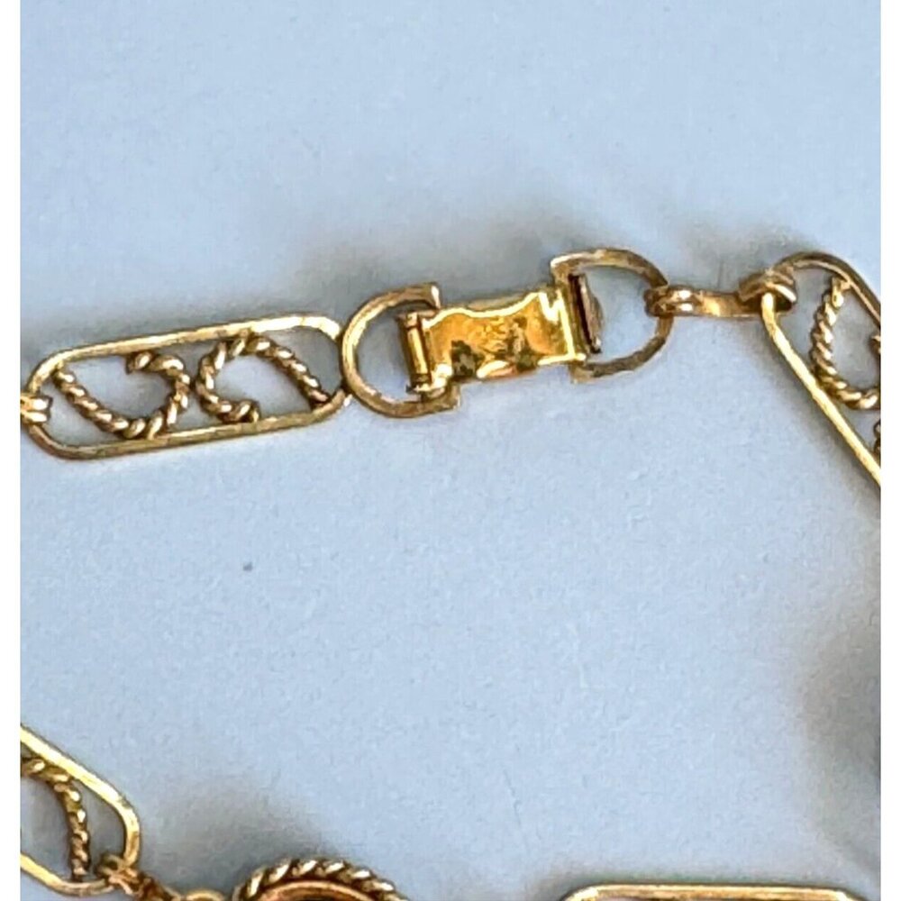 Vintage Van Dell 14K GF Yellow Gold Filigree Jet Black Onyx Link Bracelet 7 1/2" - Picture 5 of 5